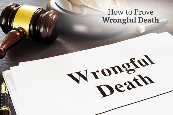 A gavel sitting on a desk next to a piece of paper with the words, how to prove wrongful death.