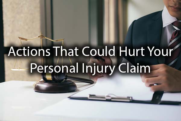 A lawyer working with the words, actions that could hurt your personal injury claim.