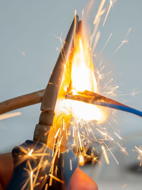 Sparks coming from a wire.